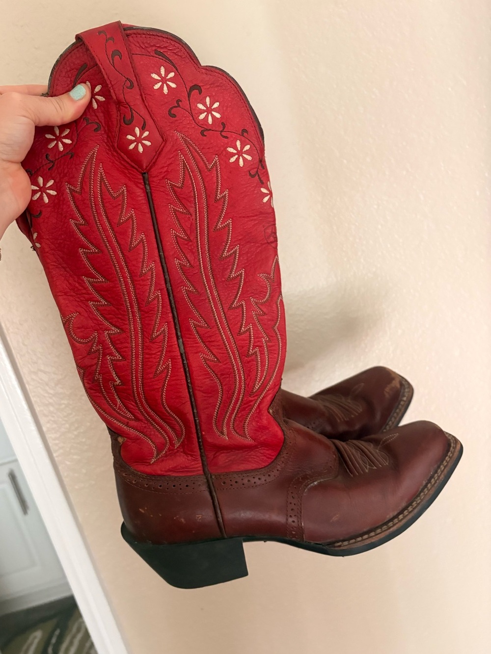 Ariat Red and Brown Western Cowboy Boots - Two-Tone Leather